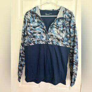 UNDER ARMOUR Blue Camo Hooded Windbreaker Anorak Men’s Medium